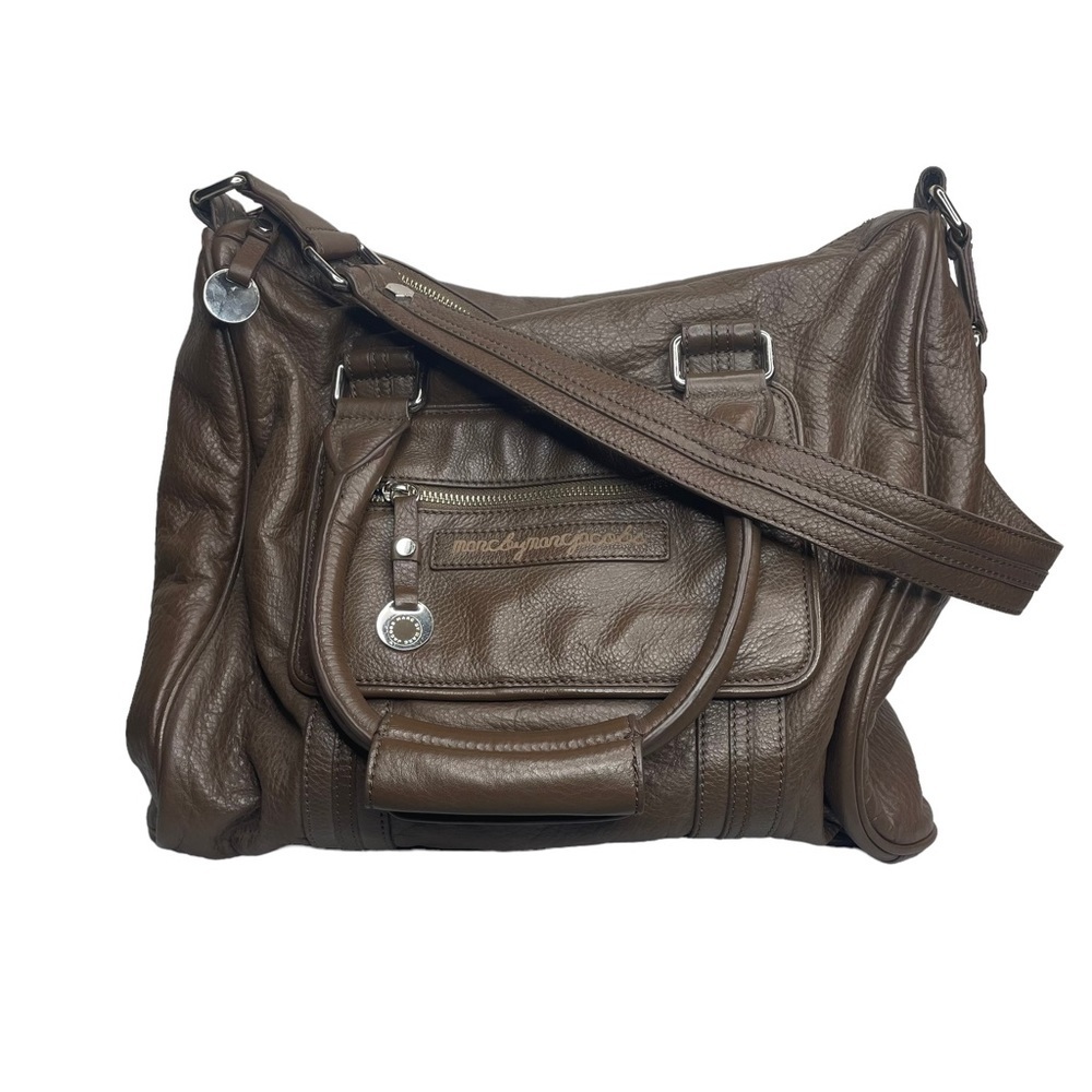 Marc by Marc Jacobs Brown Leather Purse Satchel Bag Tote Blue White Star Lining